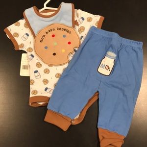 Milk and cookies pajama set with bib.